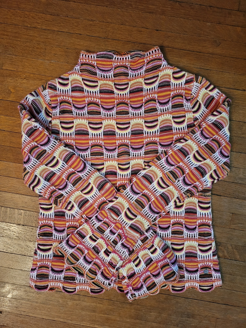 Desigual Multicolor Wave Knit Turtleneck Sweater - Pink, Orange, Yellow